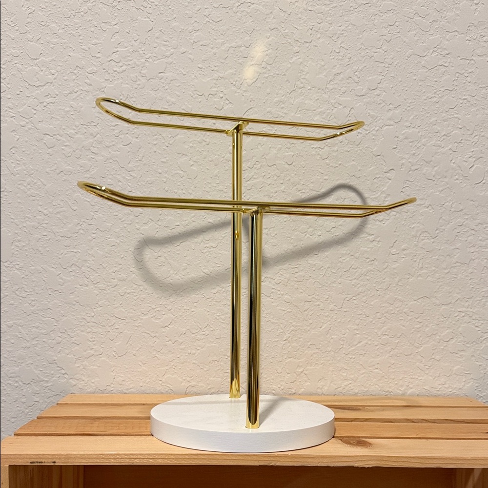 Gold Jewelry Stand with White Base
